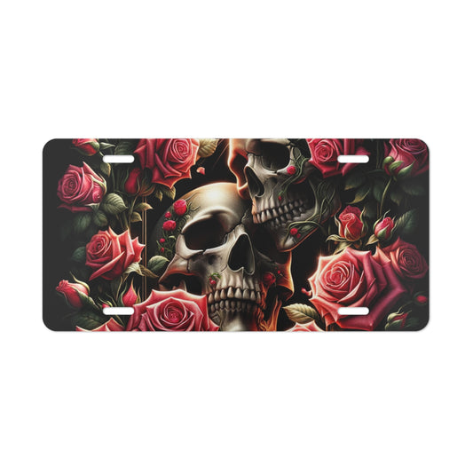 Skulls and Roses Vanity License Plate Design One