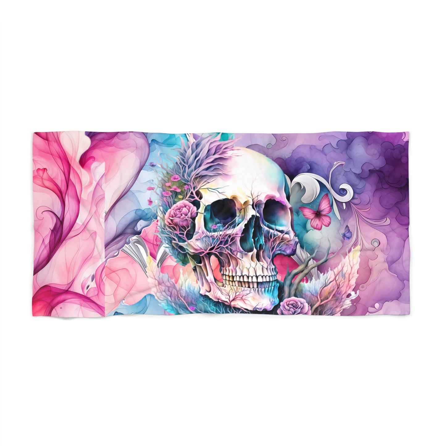 Beautiful Skull Watercolor Beach Towel