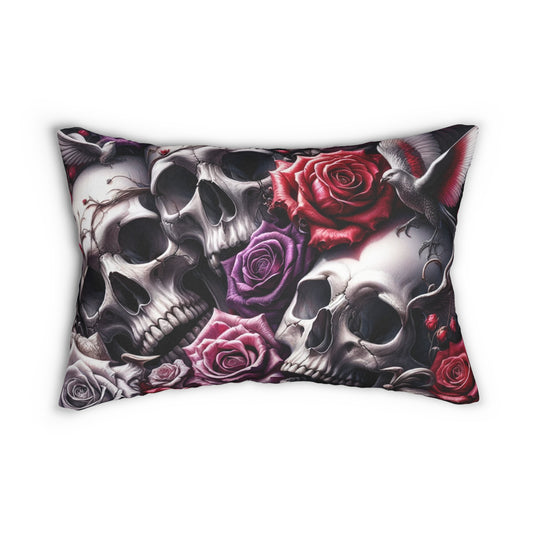 Skull and Roses Lumbar Pillow