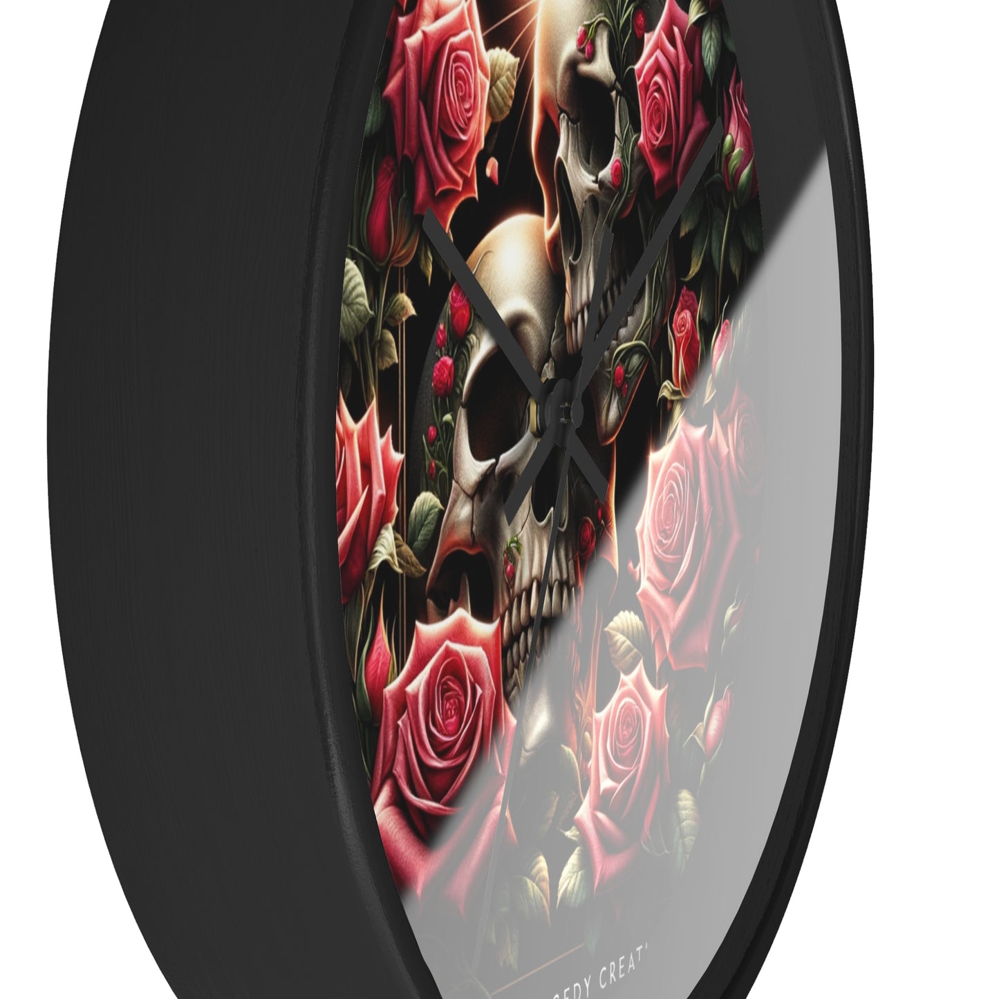 Beautiful Skulls and Roses Wall Clock