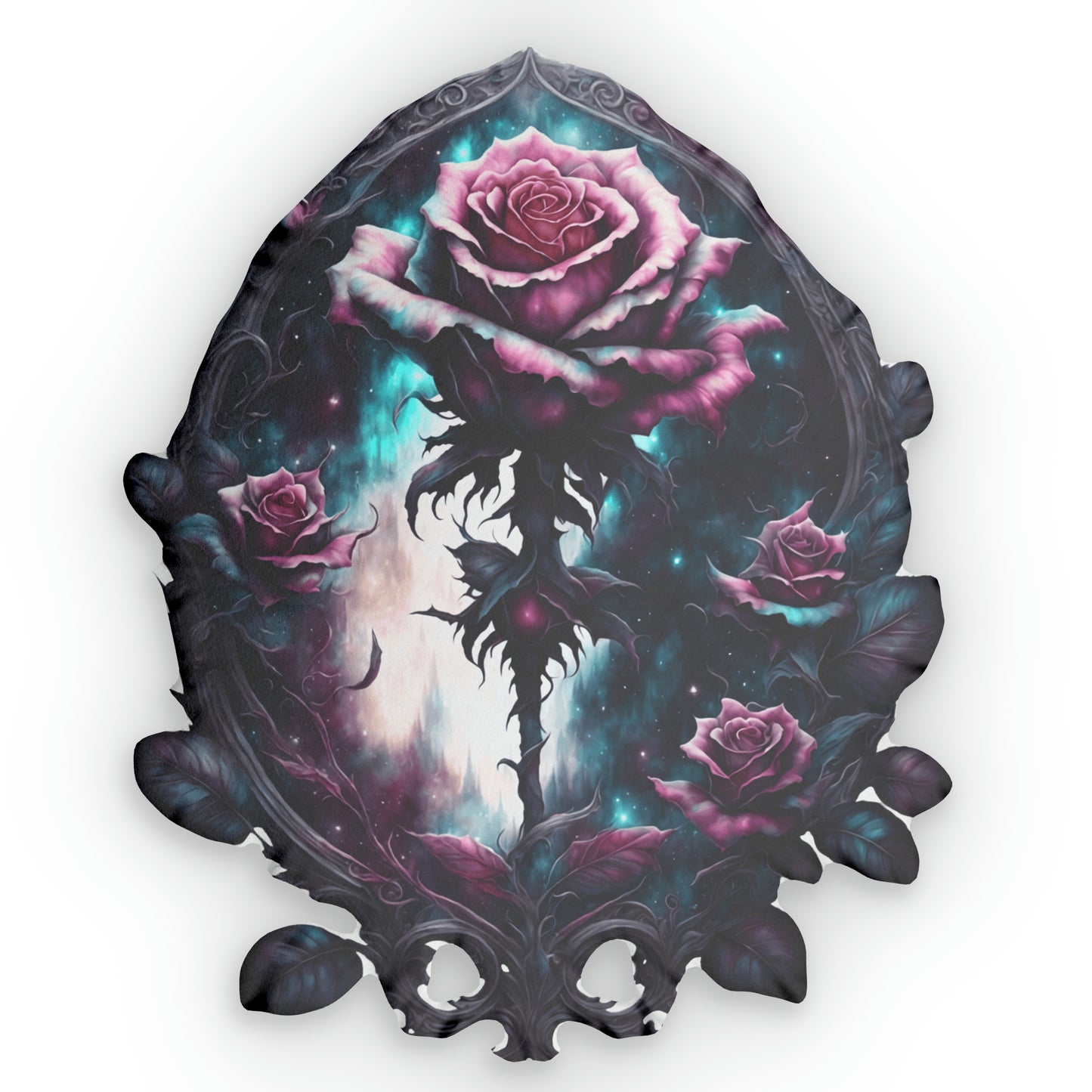 Custom Dark Rose Shaped Mirror Pillow