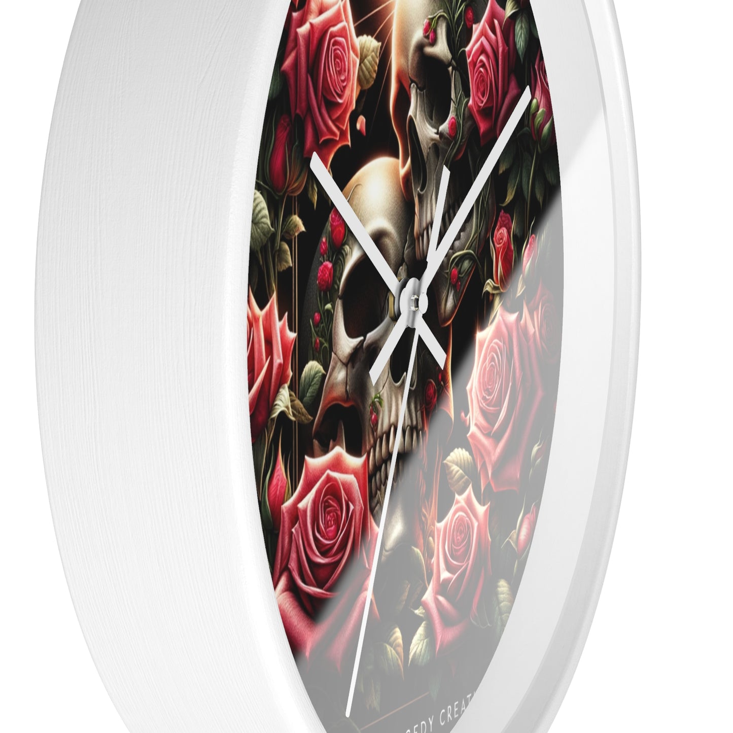 Beautiful Skulls and Roses Wall Clock