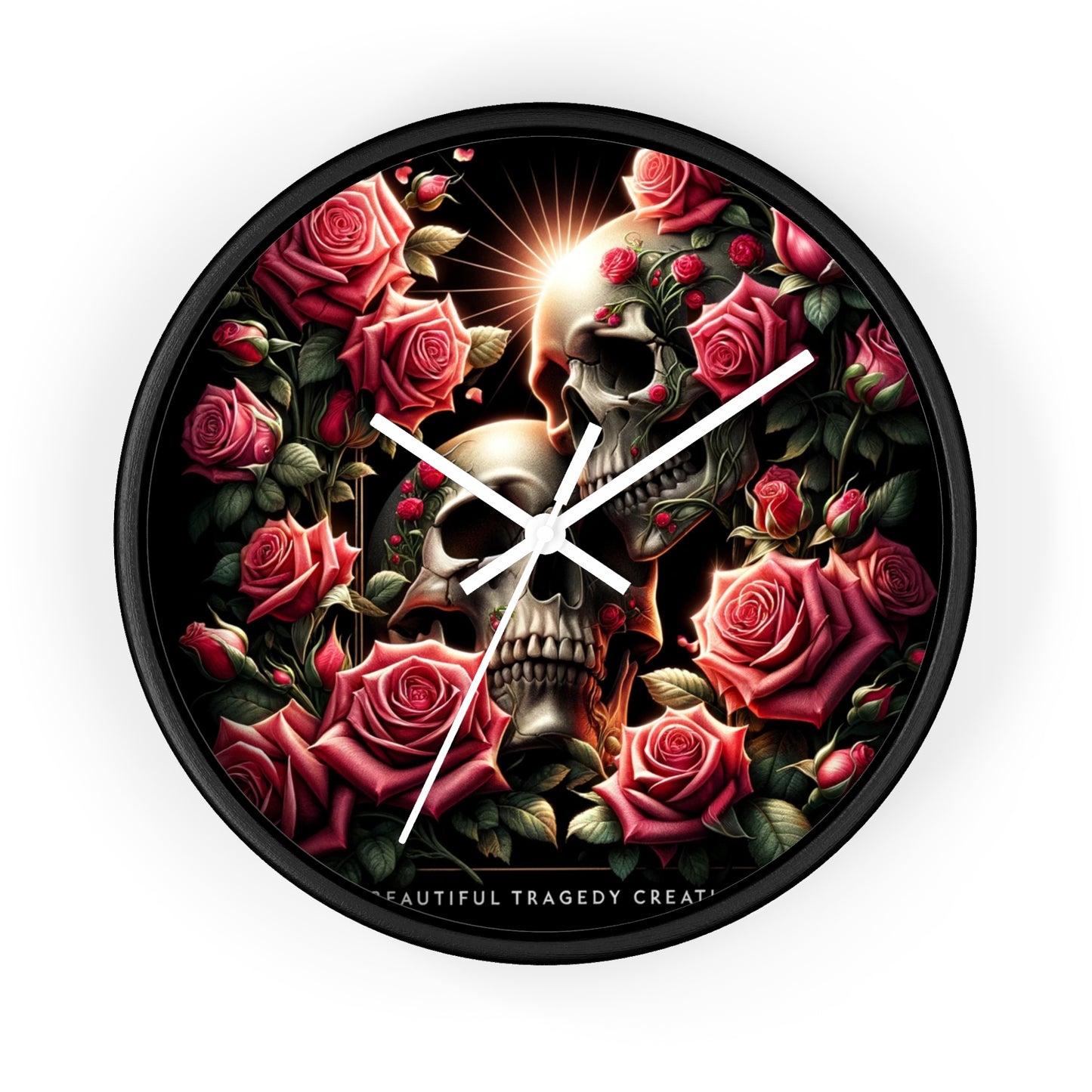 Beautiful Skulls and Roses Wall Clock