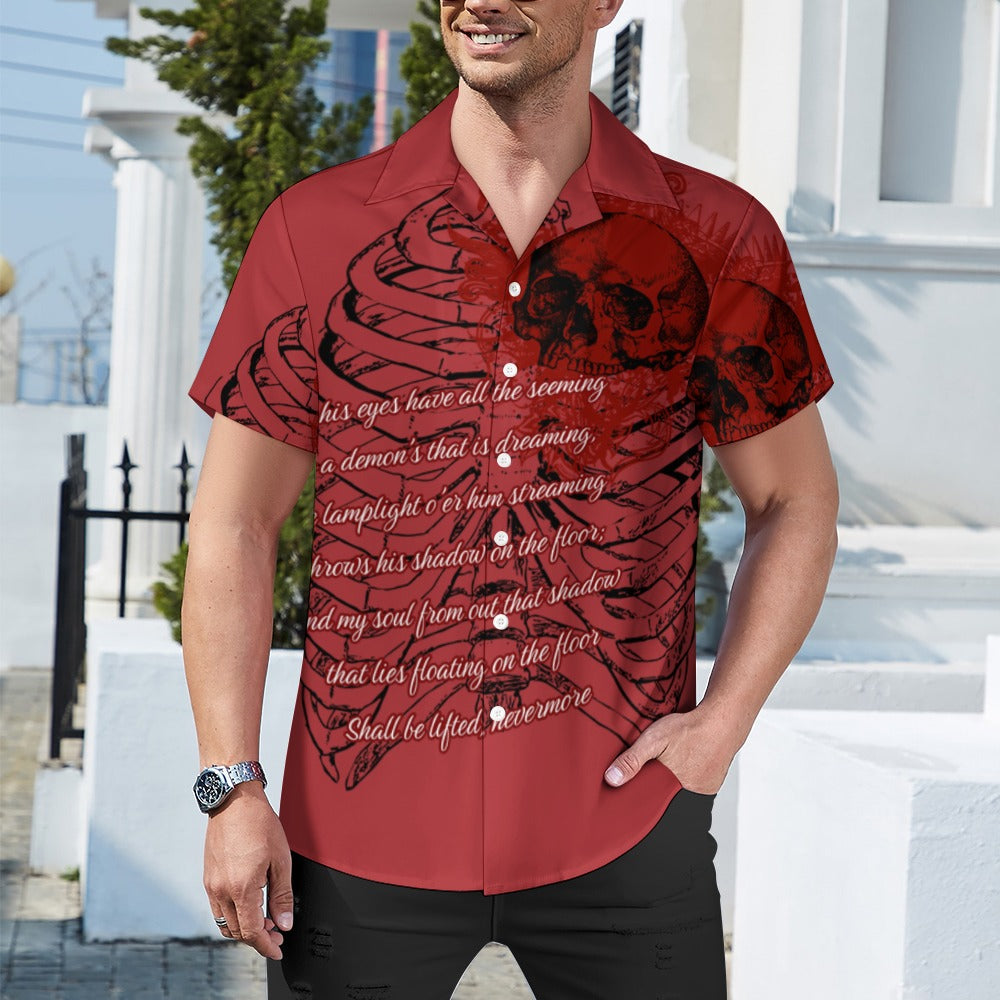 Hawaiian Short Sleeved T-shirt  Made  With Edgar Allen Poe Sentiment