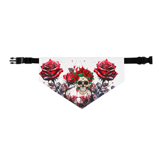 Pet Bandana Collar Roses and Skull Design 1