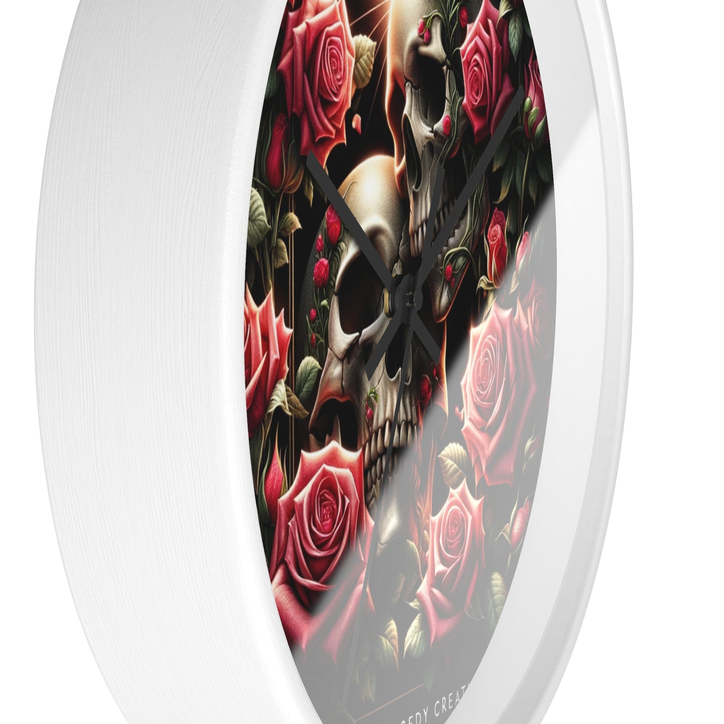 Beautiful Skulls and Roses Wall Clock