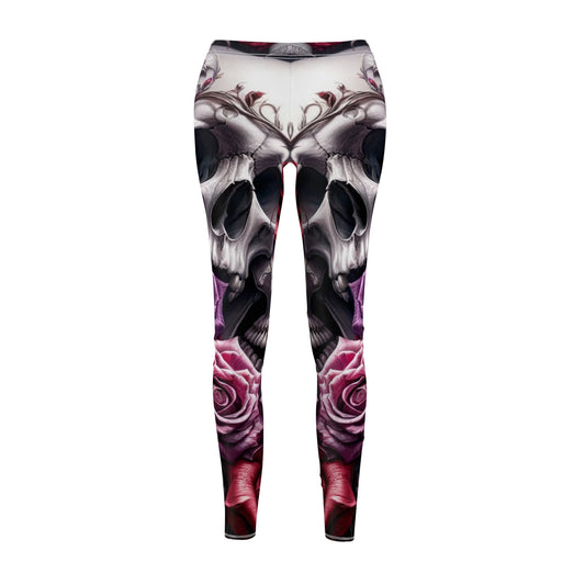 Womens Skull Leggings Skulls and Roses Design One