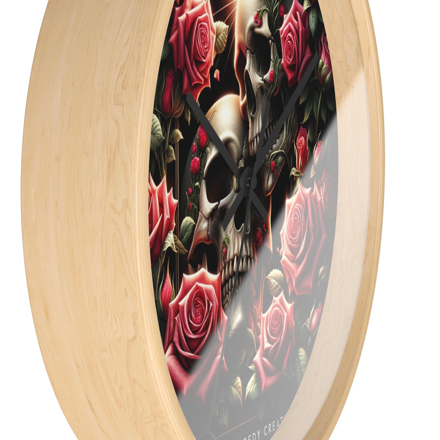 Beautiful Skulls and Roses Wall Clock