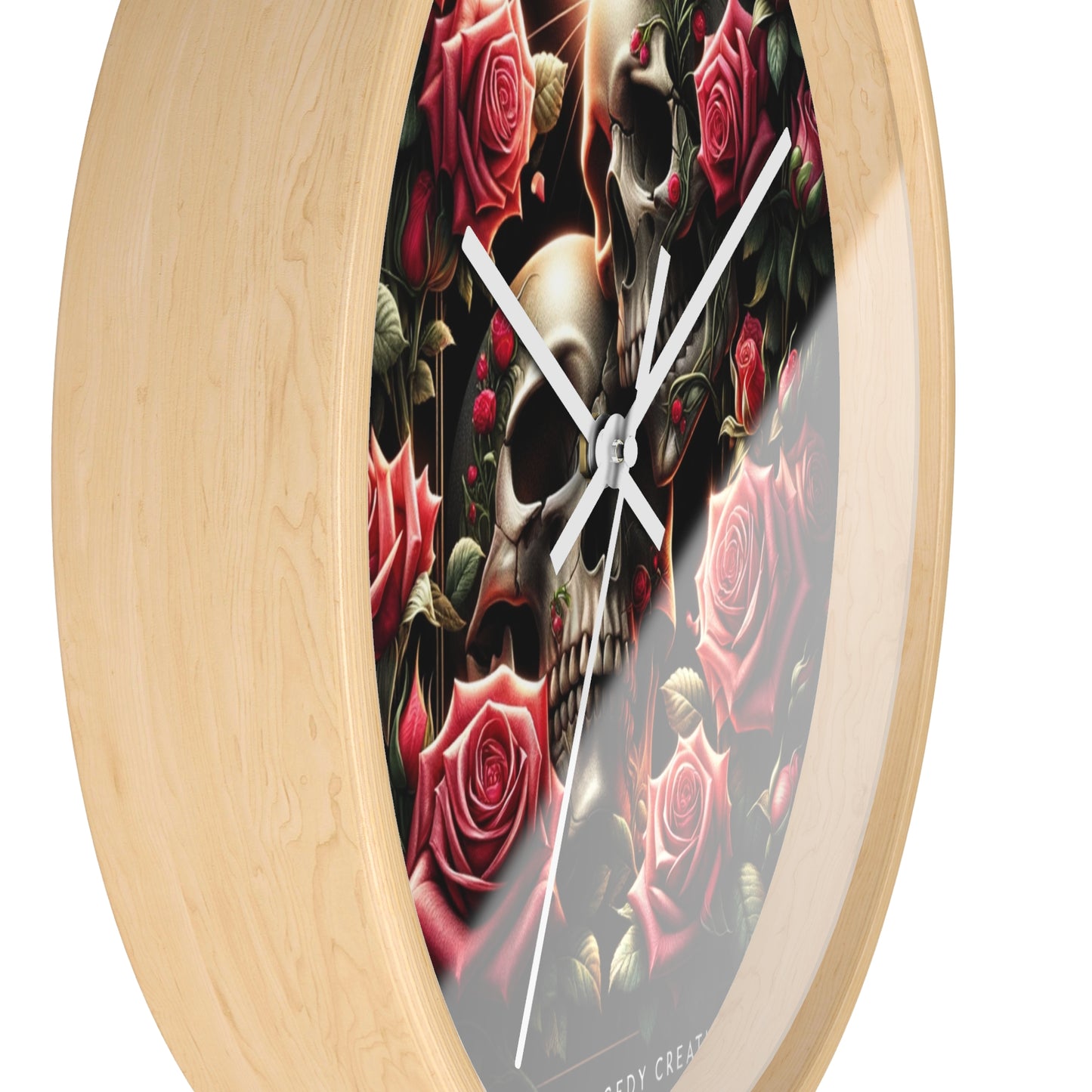 Beautiful Skulls and Roses Wall Clock