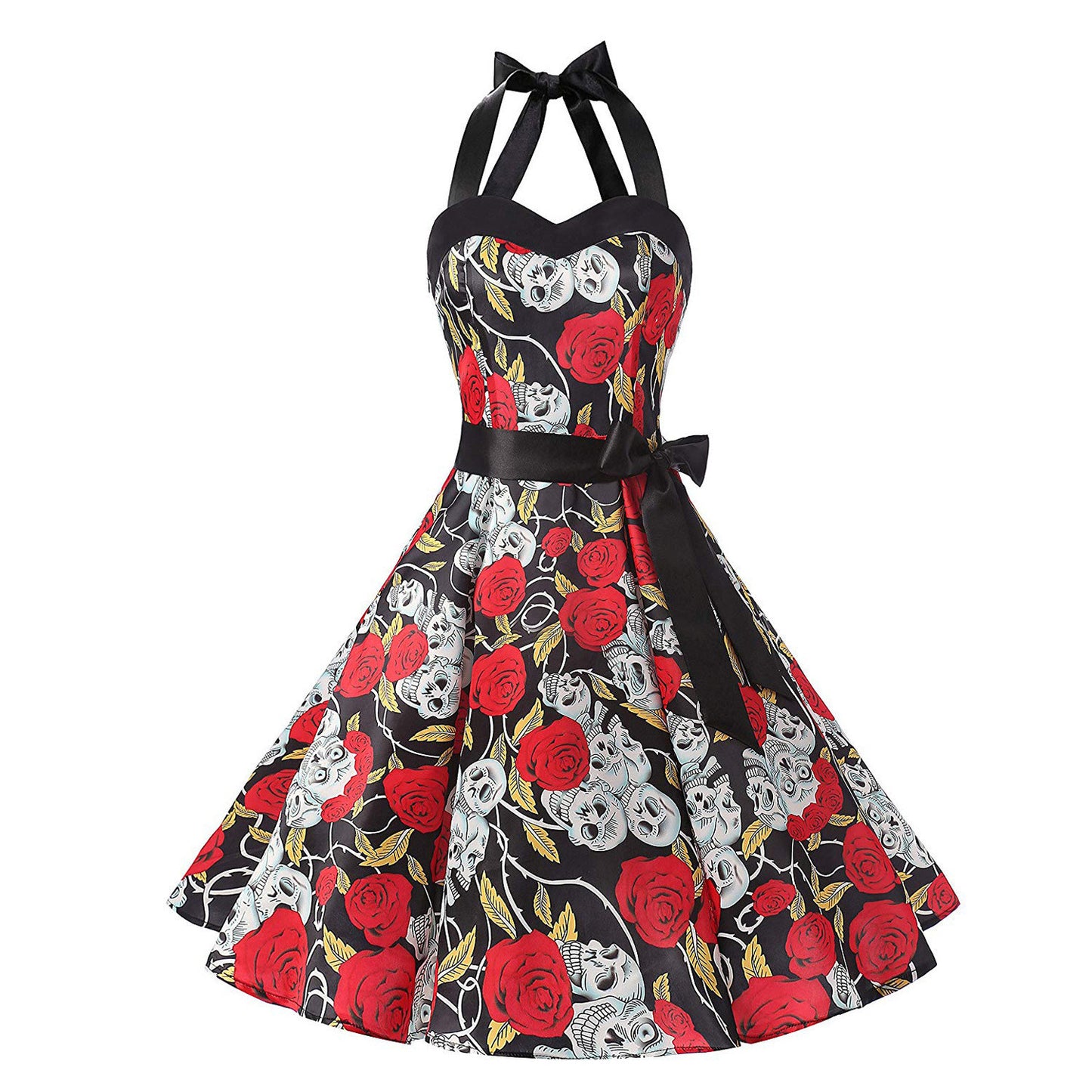 Halloween Easter Hepburn Dress Skulls and Roses