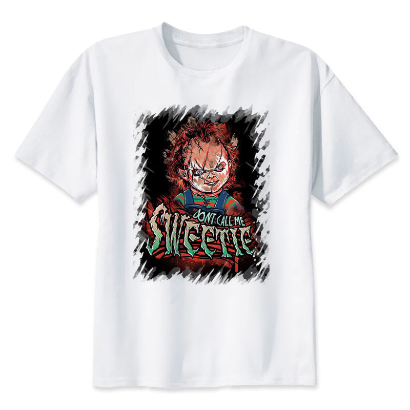 Horror printed short-sleeved T-shirt