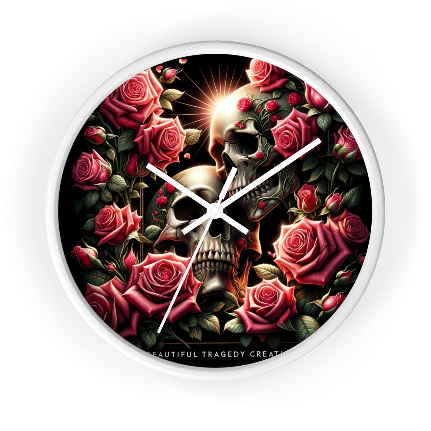 Beautiful Skulls and Roses Wall Clock