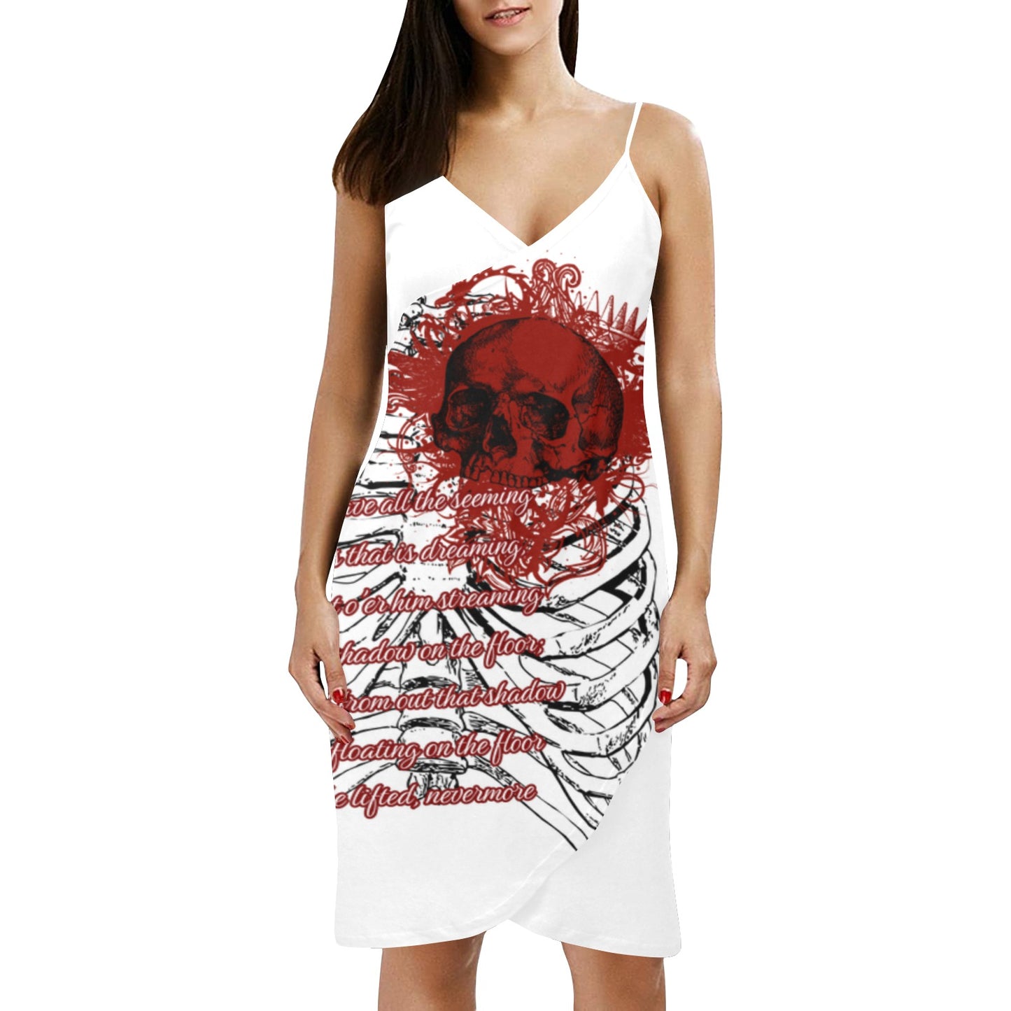 Spaghetti Strap Backless Beach Dress  Edgar Allen Poe Nevermore Inspired