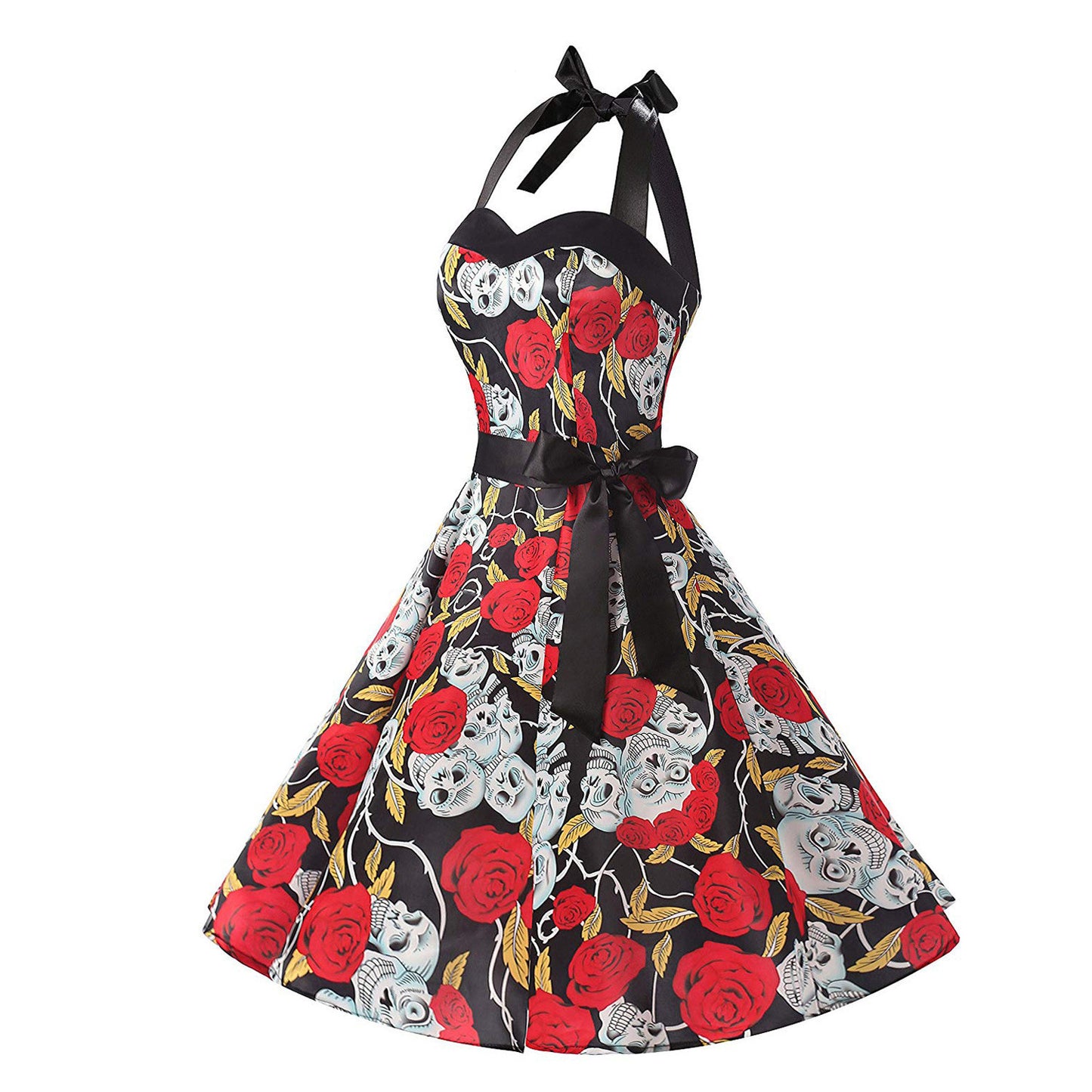 Halloween Easter Hepburn Dress Skulls and Roses