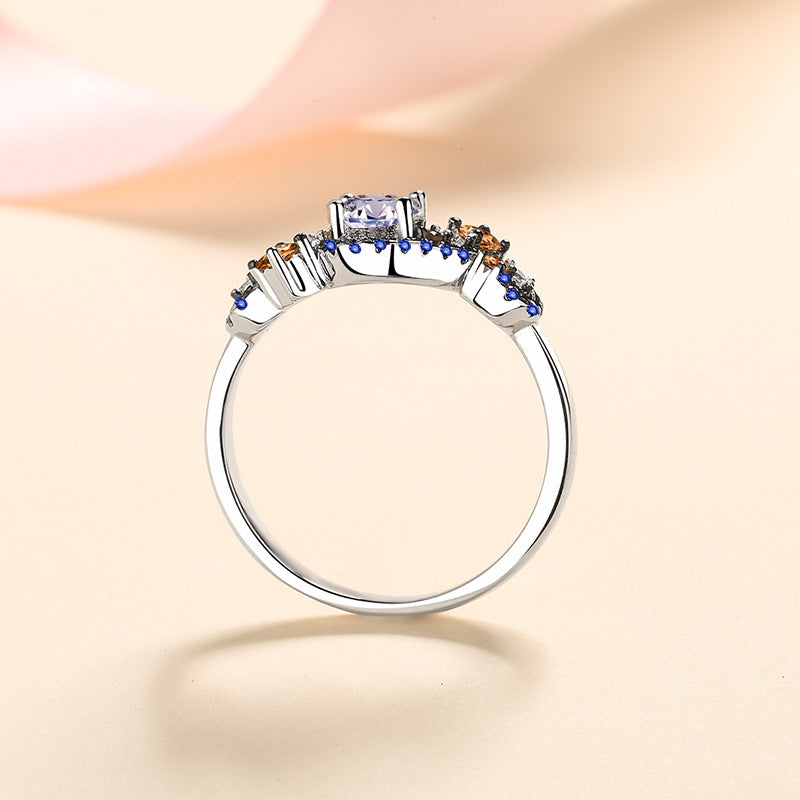 Color Matching Micro-inlaid Moissanite Ring