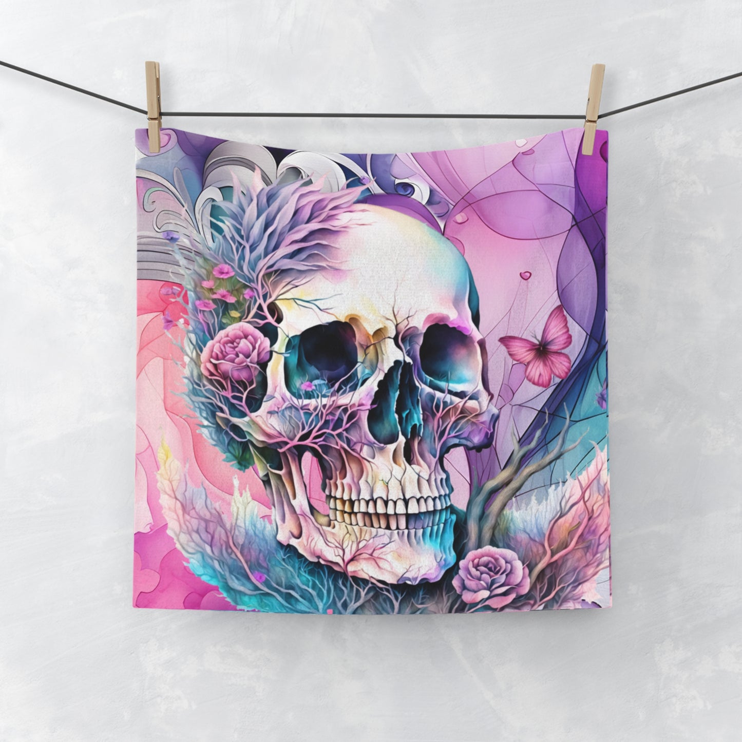 Face Towels Beautiful Skull Watercolor