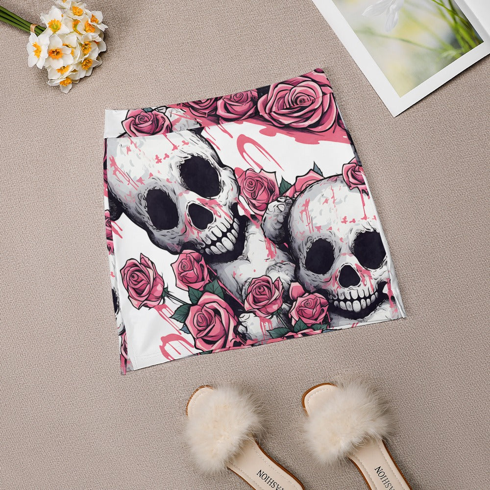 Cute Skeleton Animal Puppy and Roses Print