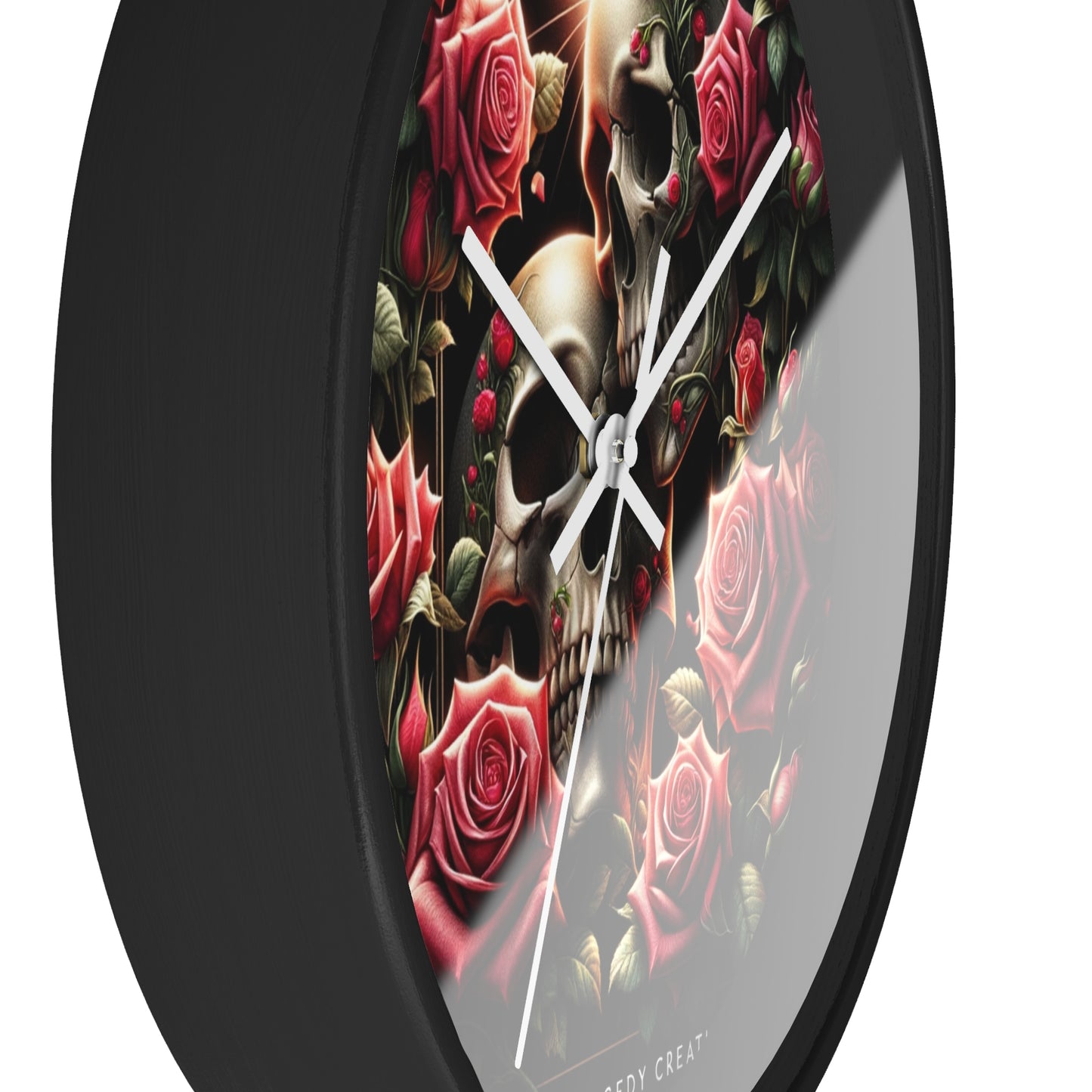 Beautiful Skulls and Roses Wall Clock