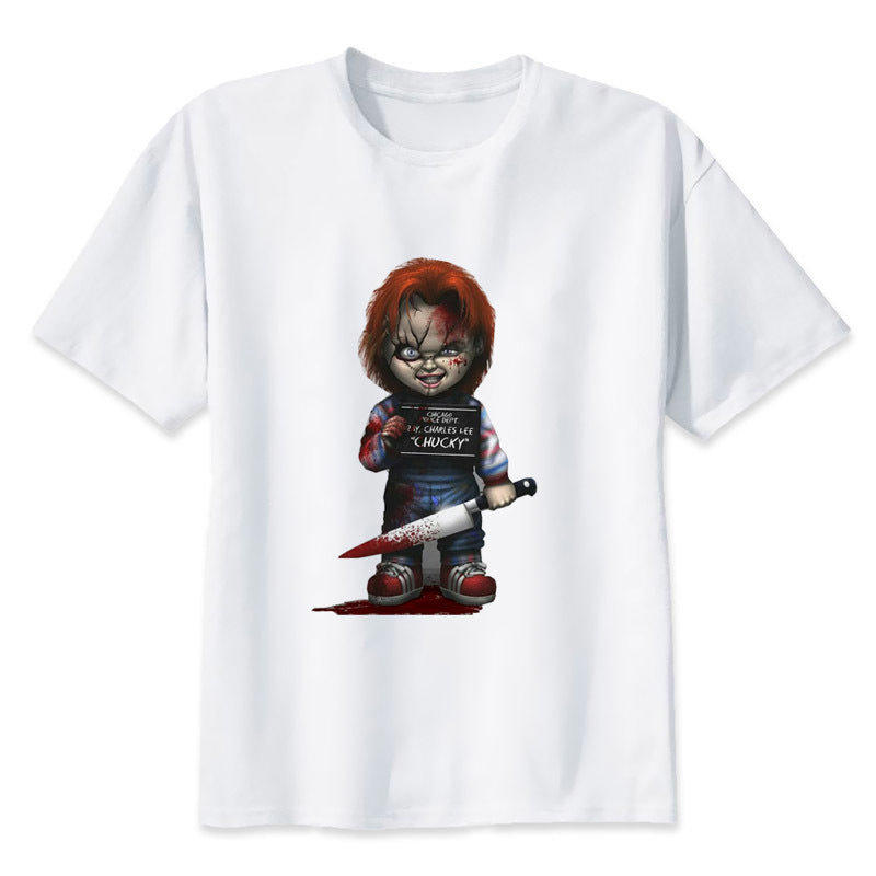 Horror printed short-sleeved T-shirt