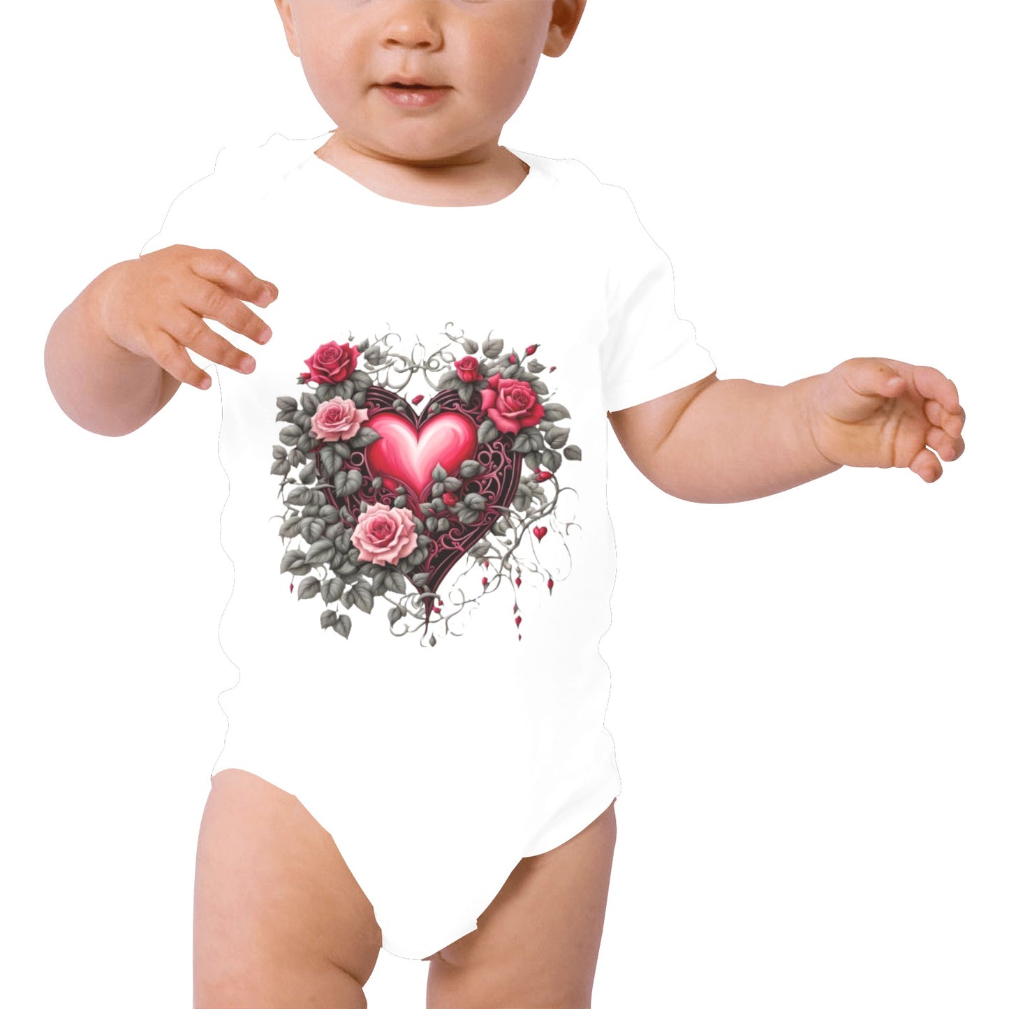 Baby Powder Organic Short Sleeve One Piece Model T28（One Side Printing）