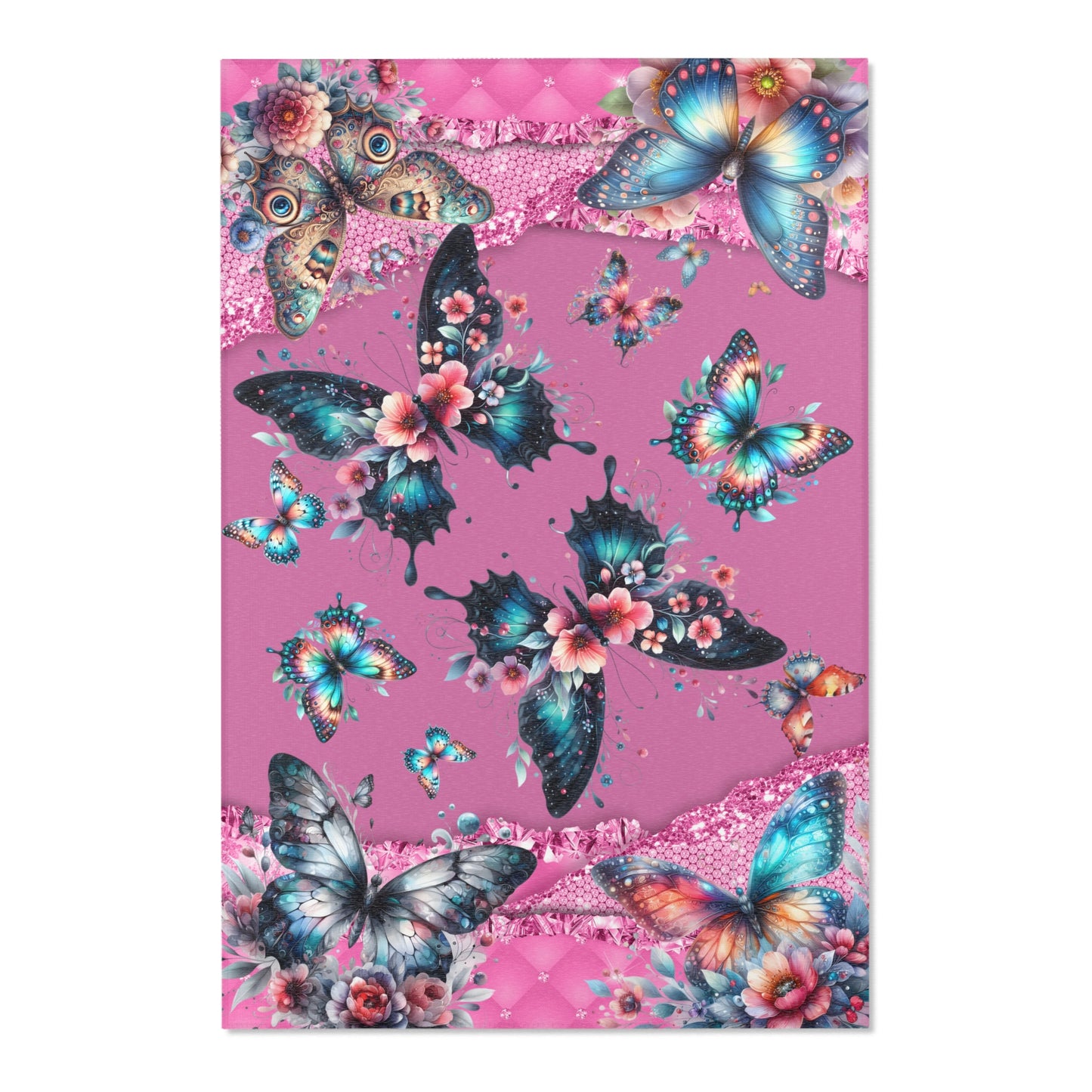 Beautiful Spring Butterflies Area Rug Perfect for Girls Room - Centerpiece for any girls sanctuary!