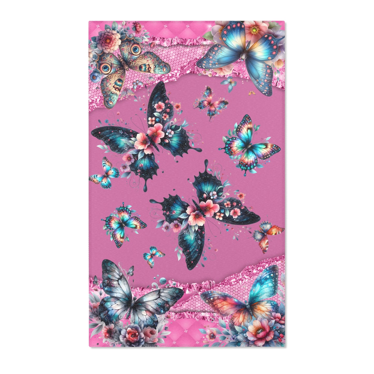 Beautiful Spring Butterflies Area Rug Perfect for Girls Room - Centerpiece for any girls sanctuary!