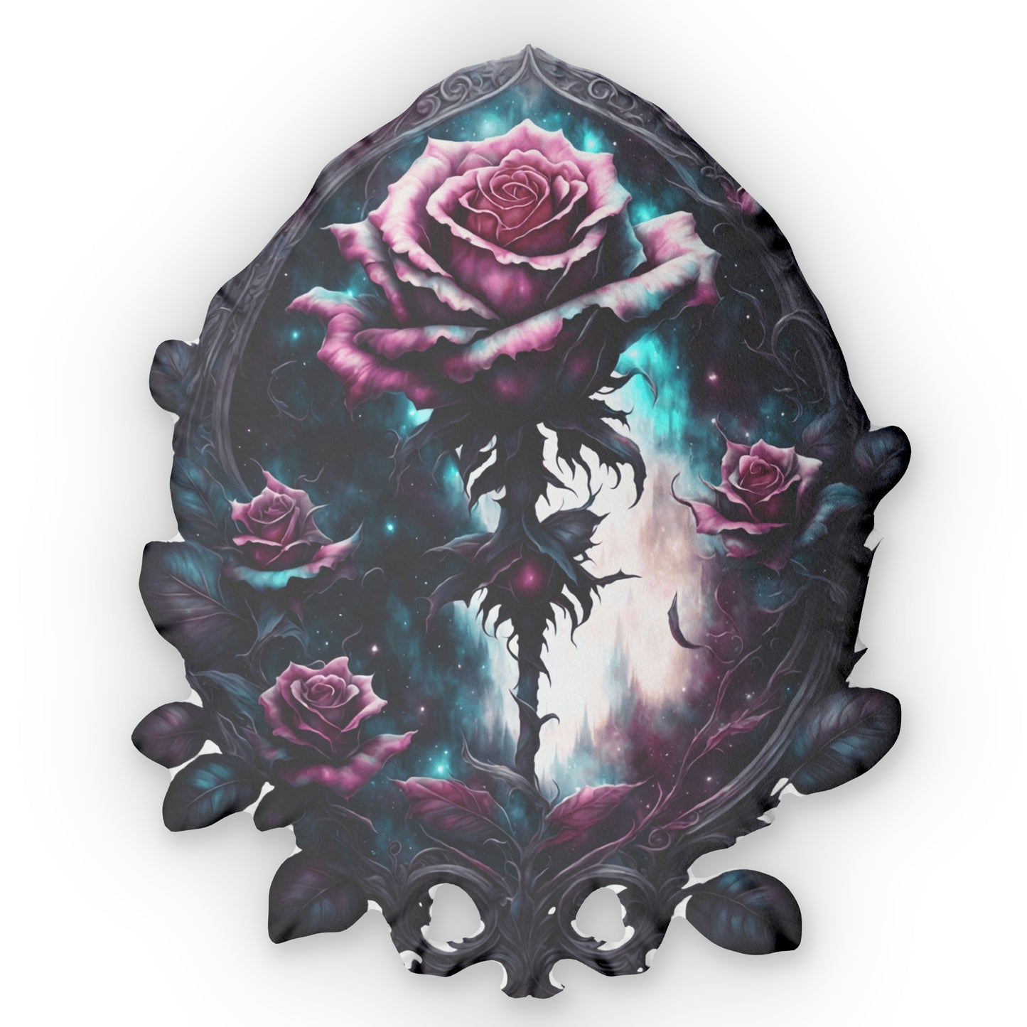 Custom Dark Rose Shaped Mirror Pillow