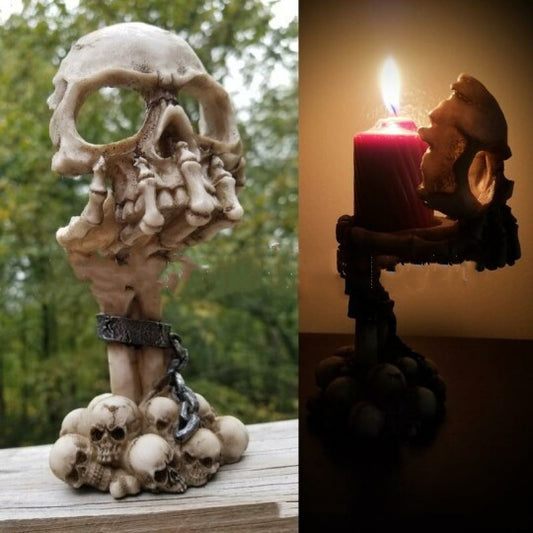 Halloween Resin Ornaments Skull Hand-held Candle Holder