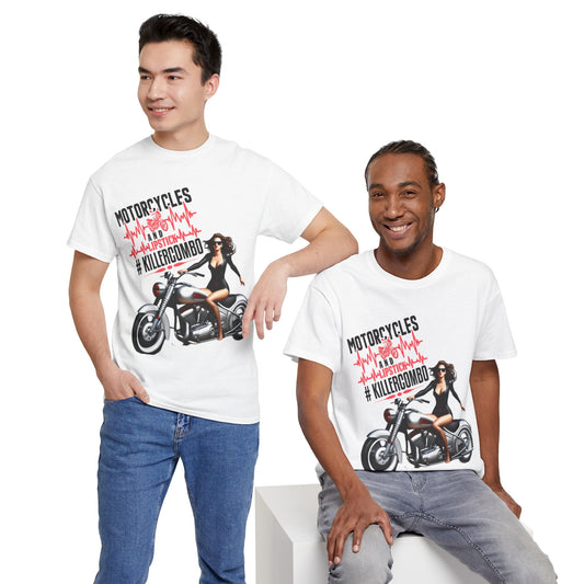 Unisex Heavy Cotton Tee Motorcycles and Lupstick