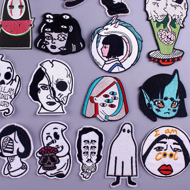 DIY Horror Badges On Backpack Punk Iron On Embroidered Patch